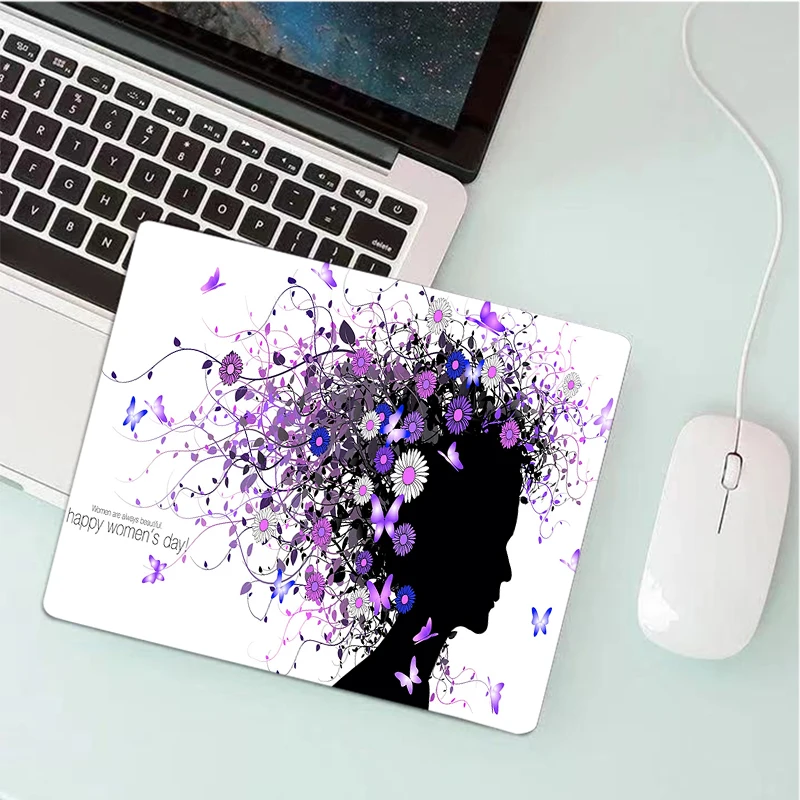 

Small Gaming Mouse Pad Women's Day Waterproof Work and office Mousepad Gamer Computer Desk Mat Pad Gamer Mouse Mat for PC