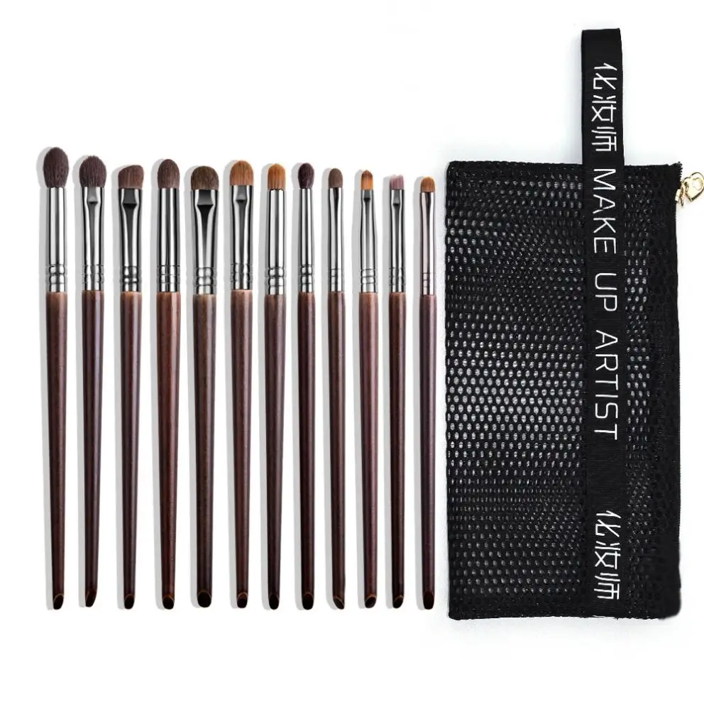 

12pc Eye Natural Hair Makeup Brushes Set Kit Cosmetic Make Up Beauty Tool Crease Brush Eyeliner Brow