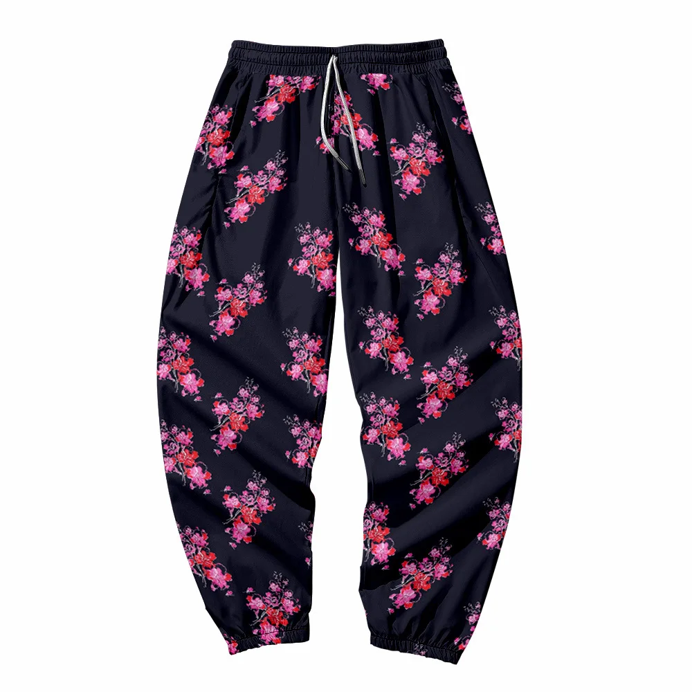 

2021 new 3D printing color matching flowers unisex fitness jogger spring high street trousers fashion casual sports pants