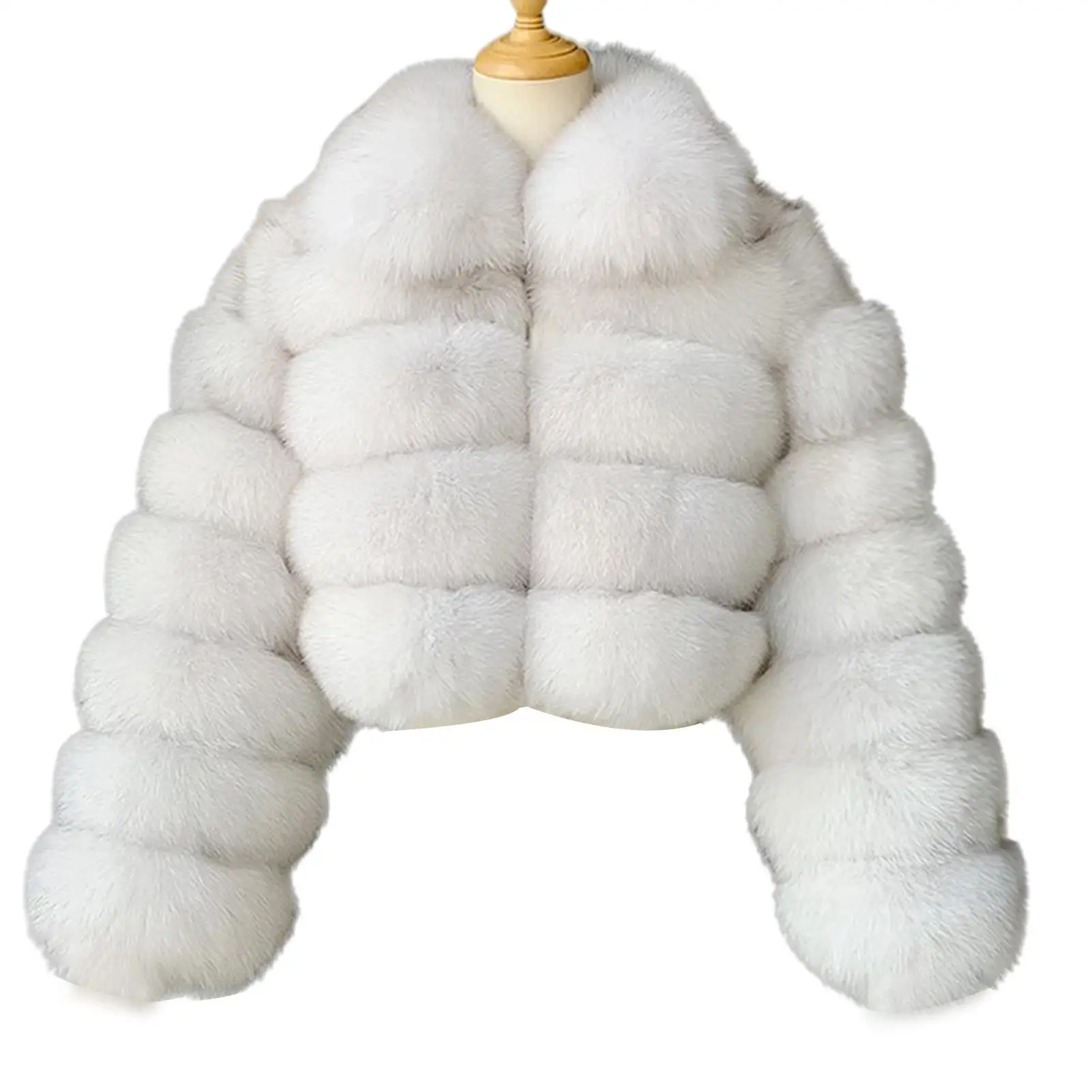 

HOT SALES！！！New Arrival Women Winter Turn Down Collar Long Sleeve Zipper Faux Fur Short Coat Jacket
