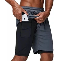 double deck running sport shorts men gym fitness training quick dry short pants male jogging workout bermuda basketball shorts