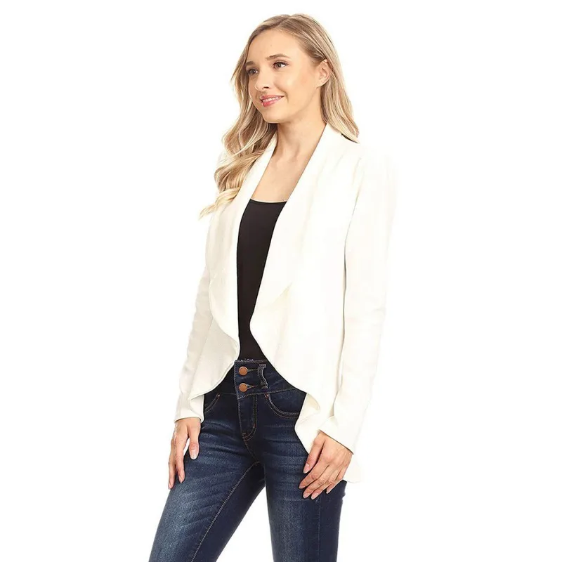 

Women Solid Blazers Cardigan Coat Autumn Long Sleeve women blazers and jackets Ruched Fashion Casual Business Suit Outwear 2019