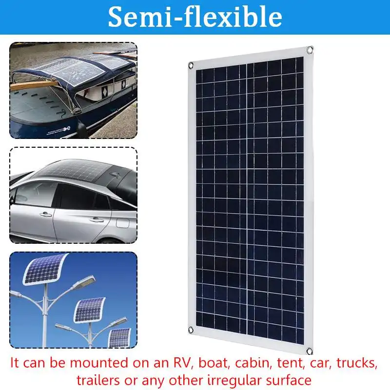

90W Solar Panel 18V USB Polycrystalline Solar Cell Module Waterproof for Outdoor Camping Car Boat Emergency Light Charger