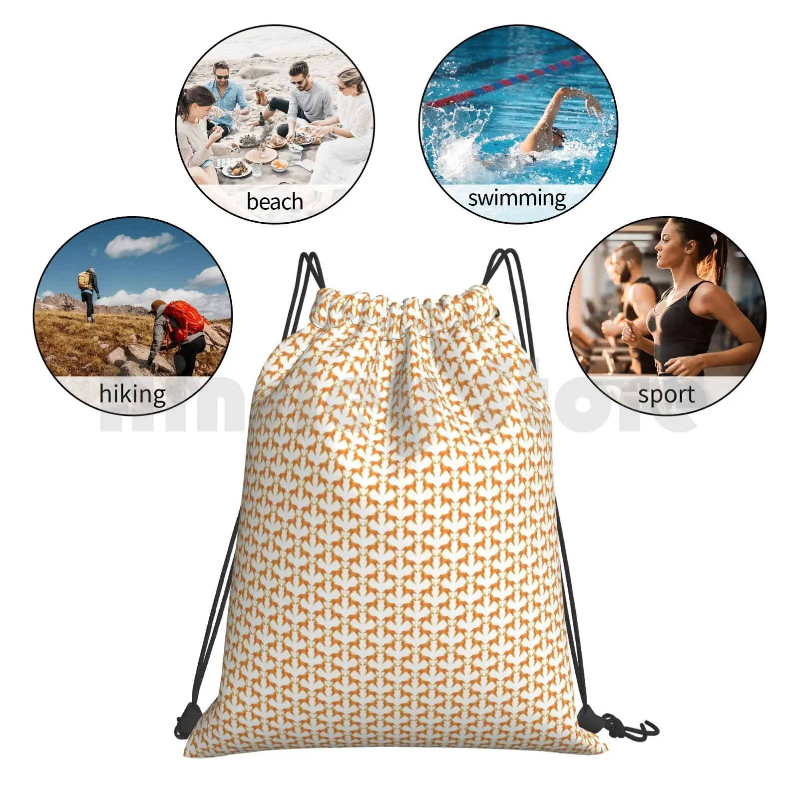 

Blade Runner Pattern Backpack Drawstring Bags Gym Bag Waterproof Blade Runner Patter Orange Fan Repeat Fun Cool