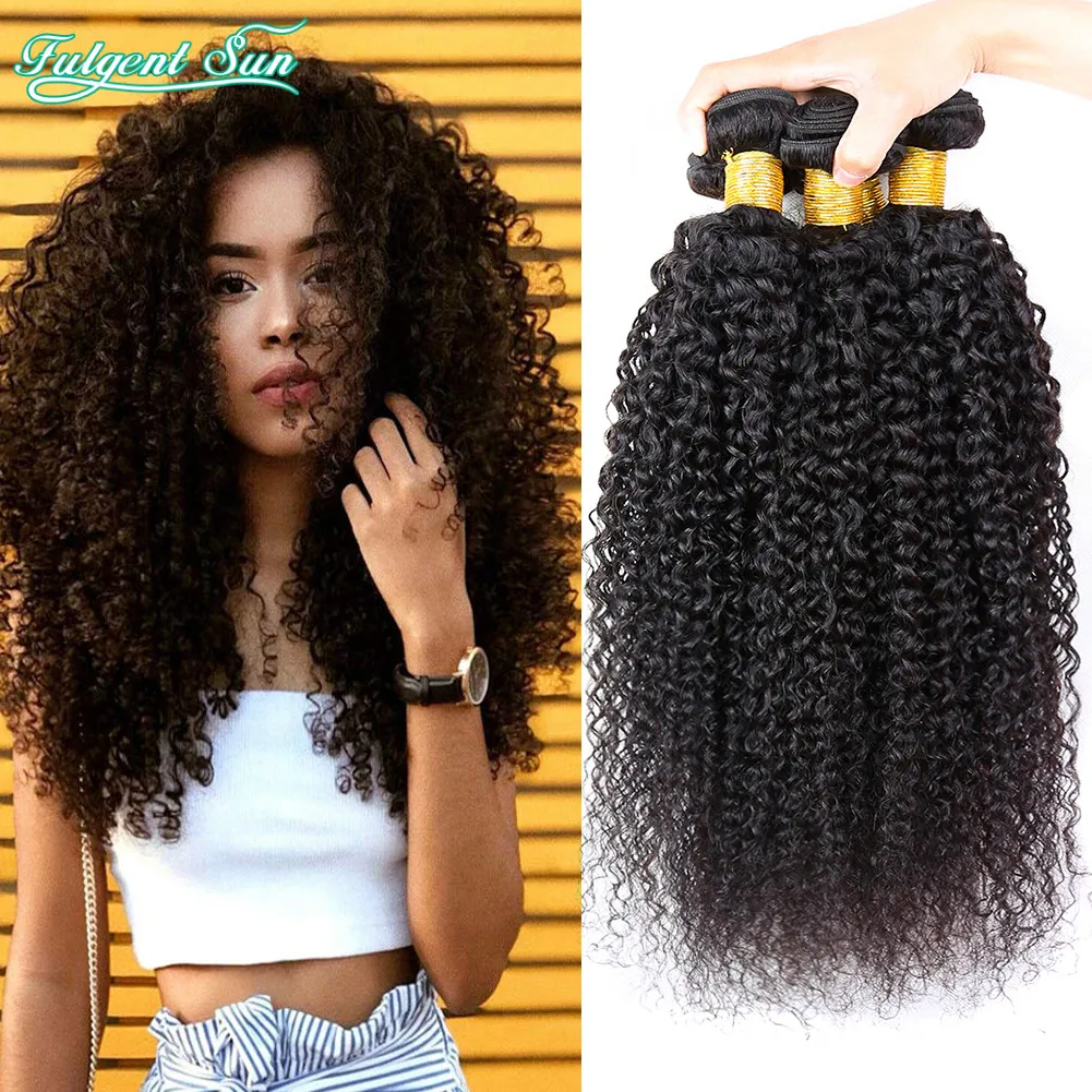 

Kinky Curly Hair Bundles Brazilian Curly Human Hair Weave Bundles Unprocessed Natural Color Human Hair Weaving 3 Bundle Deals