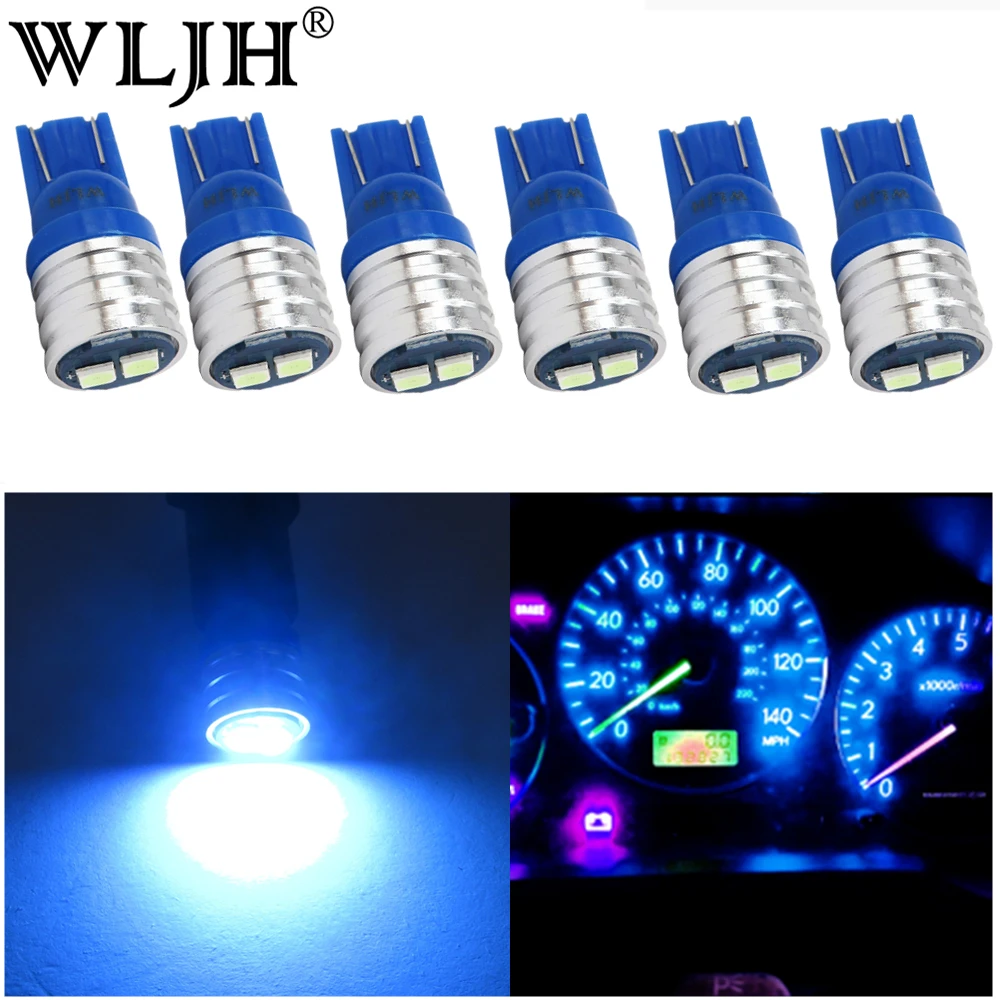 Кристально-синий WLJH 6x яркая светодиодная лампа T10 W5W 158 194, автомобильная интерьерная купольная карта, грузовой номерной знак, приборная панель, панель приборной панели, светильник - Испускаемый цвет: Кристально-синий