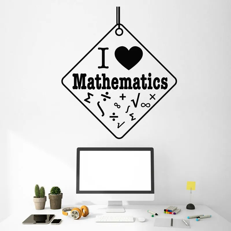 

I Love Mathematics Math Symbol Wall Sticker Vinyl Interior School Classroom Decoration Decal Reading Study Room Decor Mural S131