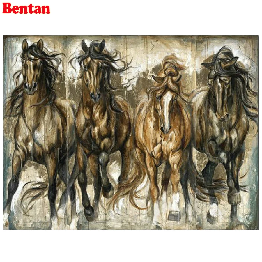 

Набор для алмазной вышивки стразы, картина квадратной формы 5D с рисунком лошади, животных, Алмазная мозаика, домашний декор