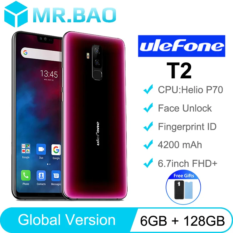 Чехол накладка Ulefone T2 Android 9 0 мобильный телефон Dual core 4G 6 ГБ 128 NFC Octa Helio P70 4200 мАч 7