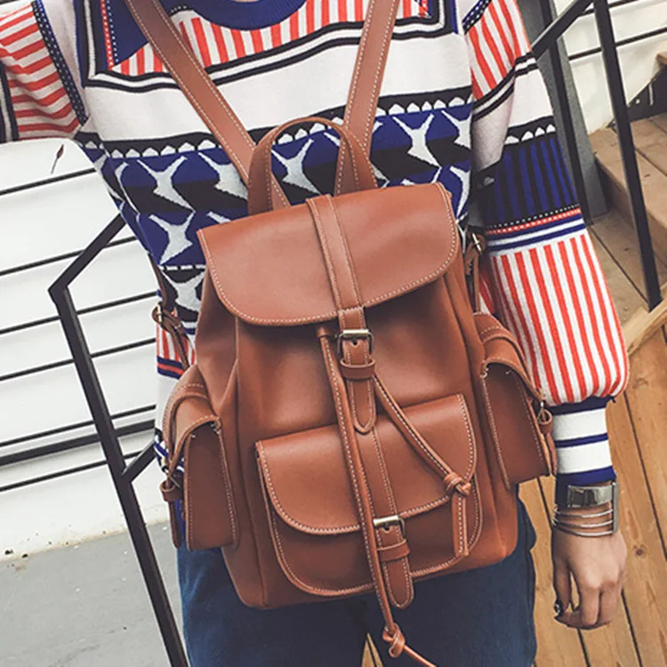 Стильный кожаный рюкзак для путешествий женская сумка Минималистичная