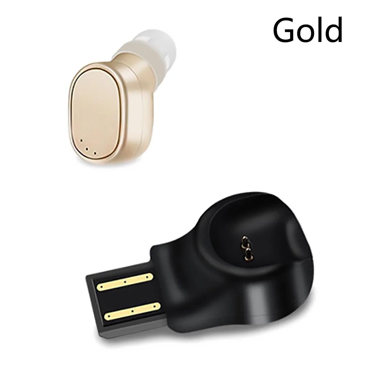 Мини автомобиль беспроводные наушники USB Магнитная Зарядка Bluetooth гарнитура бизнес автомобиля наушники с микрофоном для iPhone samsung - Цвет: Золотой