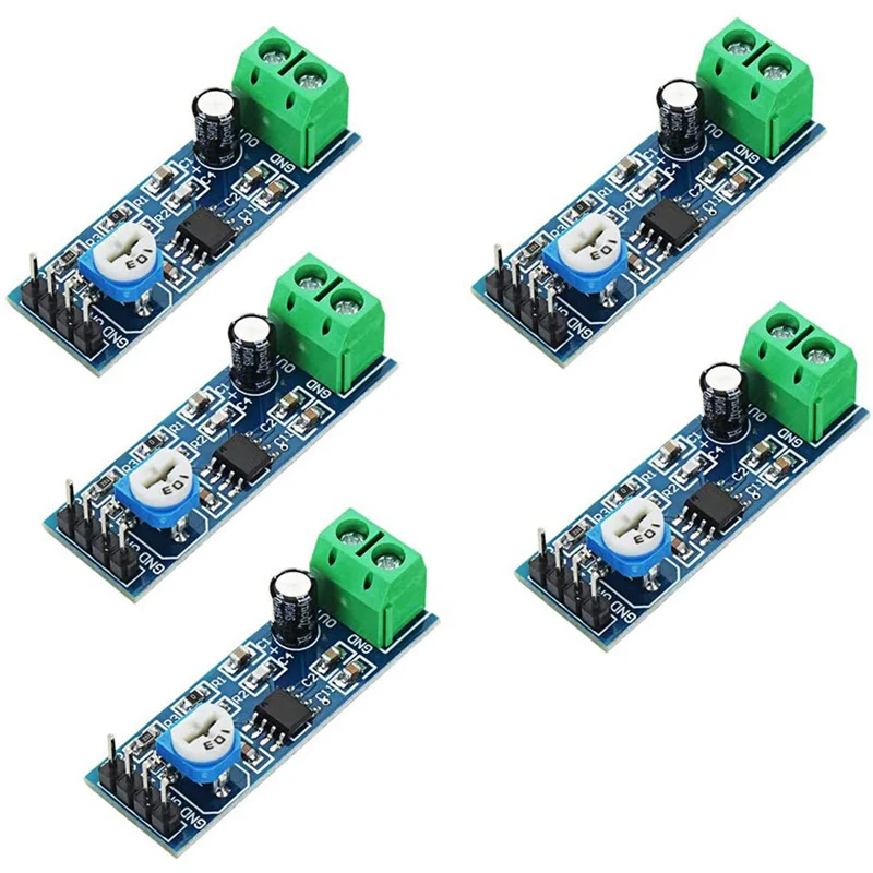 

5pcs/lot LM386 Audio Power Amplifier Module 200 Times Gain Amplifier Board Mono Power Amplifiers 5V-12V Input