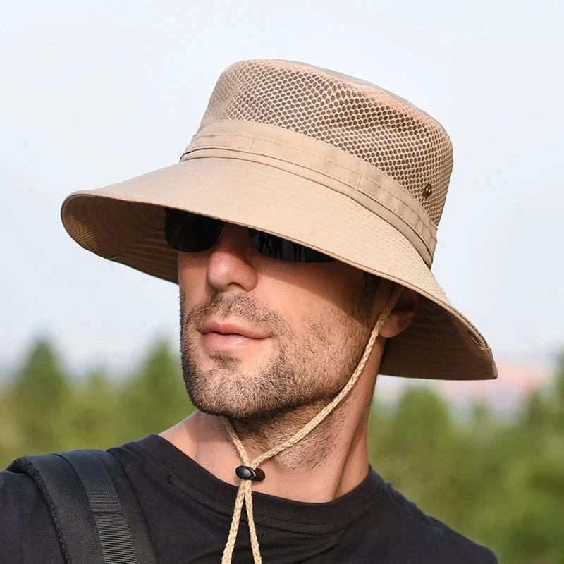 

Men's Fishing Hat Panama Bucket Hat Summer Sun Protection Hat Anti-UV Hat Men's Fisherman Hat Sun Visor Breathable Quick Dry