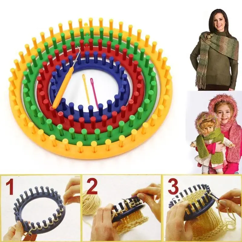 

Hot Sale Knitting Tool Plastic Circular Knitting Machine DIY Threading Machine Sewing Tool Hat Scarf Sweater Hand Knitting Loom