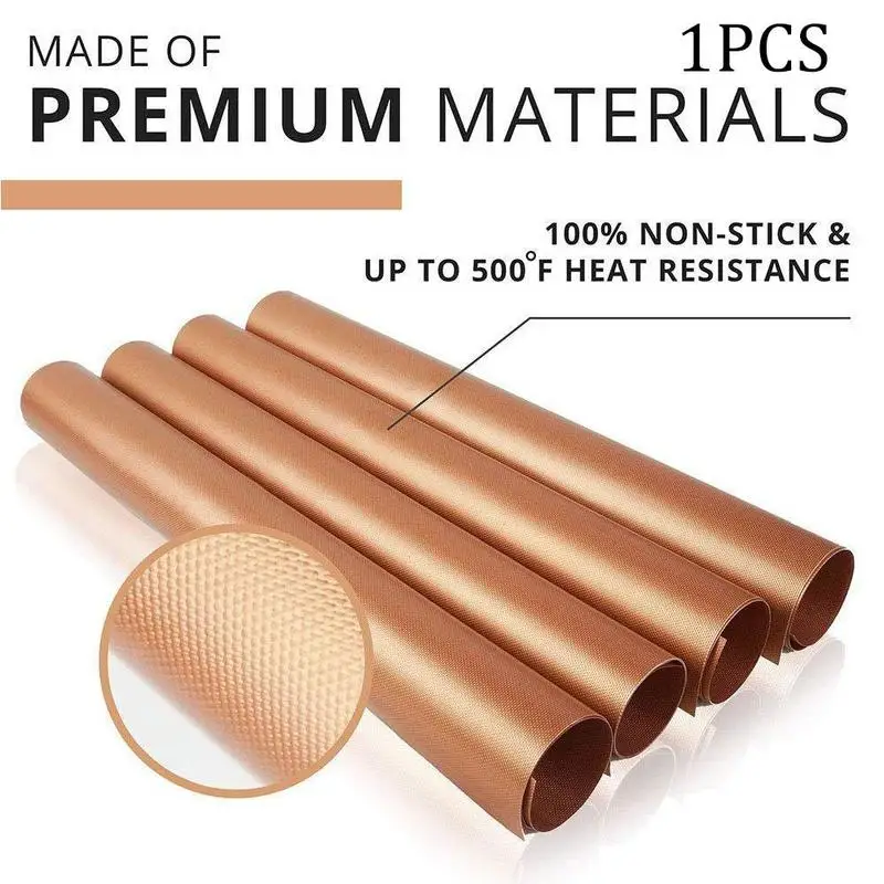 

BBQ Grill Mat Copper Non-stick Barbecue Baking Liners Reusable Cooking Sheets PTFE Bakeware Sheet Easy Clean