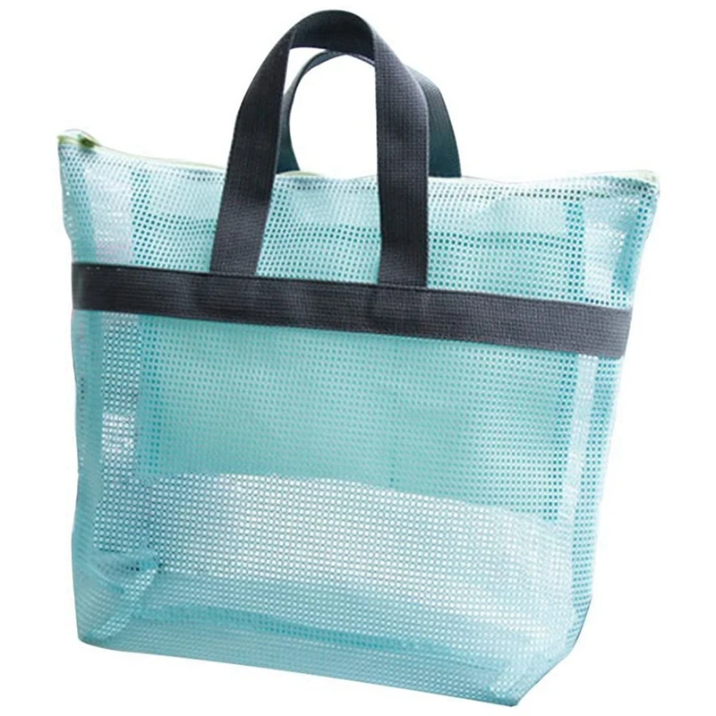 

Mesh Beach Bag Handbag Waterproof Beach Bag Swim Bag Swim Wash Travel Carrier Bags Shoulder Bag Blue