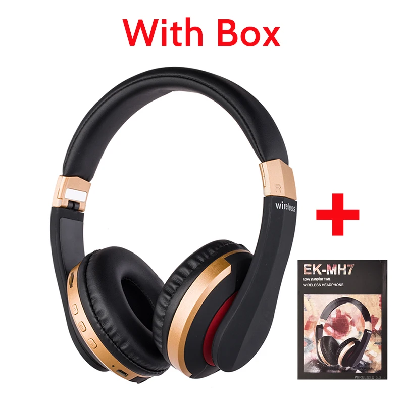 Gold with Box Bluetooth наушники 5,0 Беспроводные наушники с Bluetooth наушники Проводная гарнитура с микрофоном для мобильного телефона для бега - Цвет: Gold with Box
