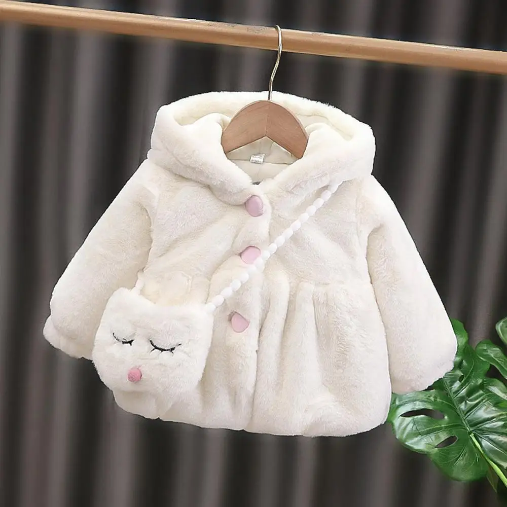 

Girls Faux Fur Coat Hooded Thicken Warm Winter Infant Baby Clothing Princess Costume Christmas Kids Outerwear Jackets