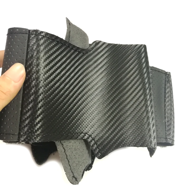 

Hand sewing black carbon fiber leather car steering wheel covers for Mazda 3 Axela for Mazda 5 for Mazda 6 Atenza MPV