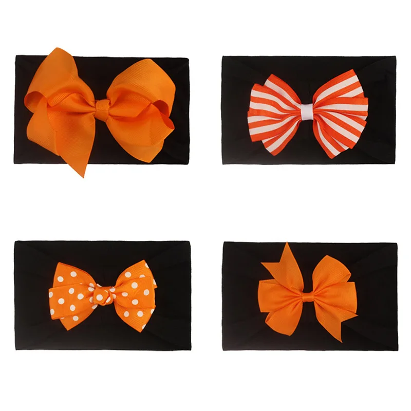 Детская повязка на голову в горошек полосатая лента для волос с бантом девочек