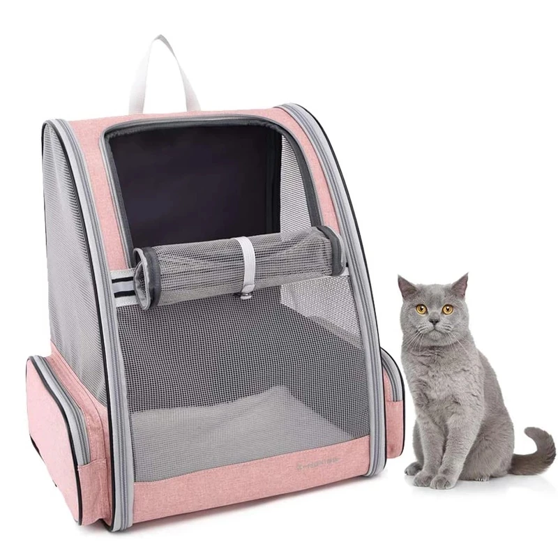 

Складная сумка-переноска для кошек с сеткой, рюкзак на молнии на плечо для маленьких собак и кошек, дорожные походные принадлежности для дом...