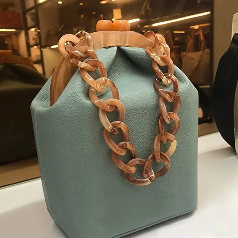 Женская Роскошная акриловая цепь ведро с ручкой сумки коробка из искусственной