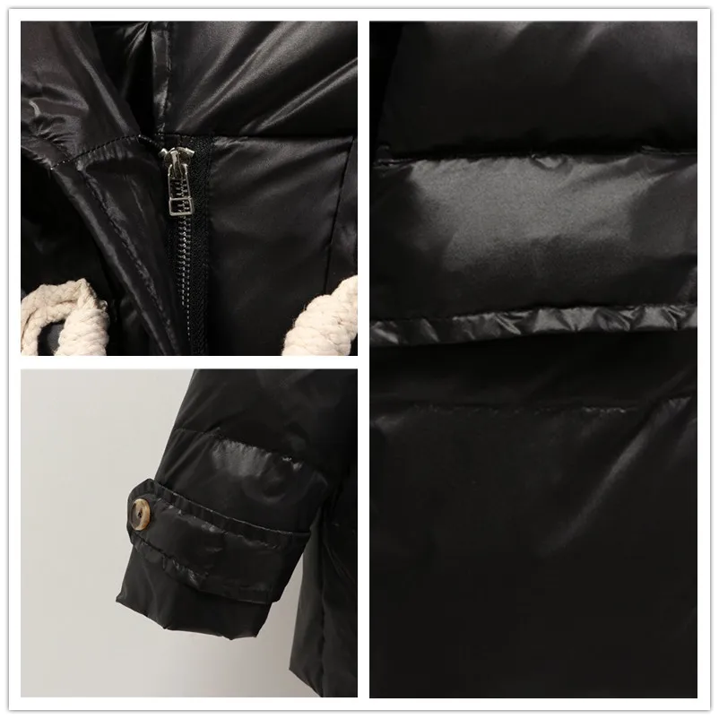 

2021 new style Korean fashion shiny horn buckle bread down jacket women short white duck down winter jacket comfortable to wear