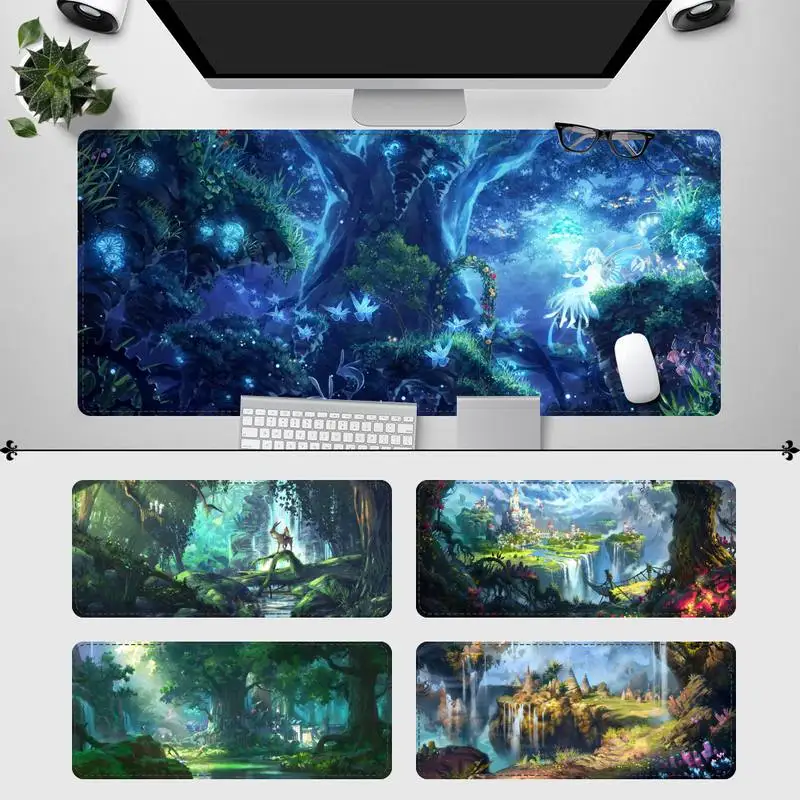 

Print Beautiful Anime Forest Town Tree Gaming Mouse Pad Gamer Keyboard Maus Pad Desk Mouse Mat Game Accessories For Overwatch