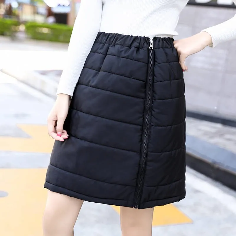 Слитная Плотная хлопковая короткая юбка на молнии Осень зима 2019 пуховая модная