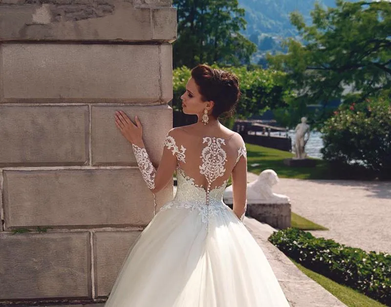 

Boho Vestido De Noiva Muslim Wedding Dresses A-line Scoop Tulle Appliques Lace Plus Size Wedding Gown Bridal Dresses