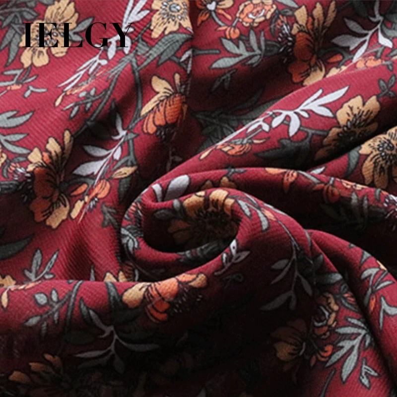 

IELGY Chiffon Dress Female fashion temperament small floral all-match mid-length trend big Woman