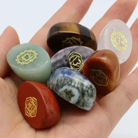 hot sale new natural stone gem oval egg shape healing reiki energy yoga meditation play symbol seven chakra set exquisite gift