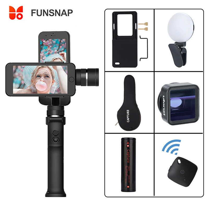 Funsnap Capture 3 оси ручной смартфон Gimbal Gopro стабилизатор для iPhone Xs Max XR Piexl Gopro 7 6 5 Y EKEN H9