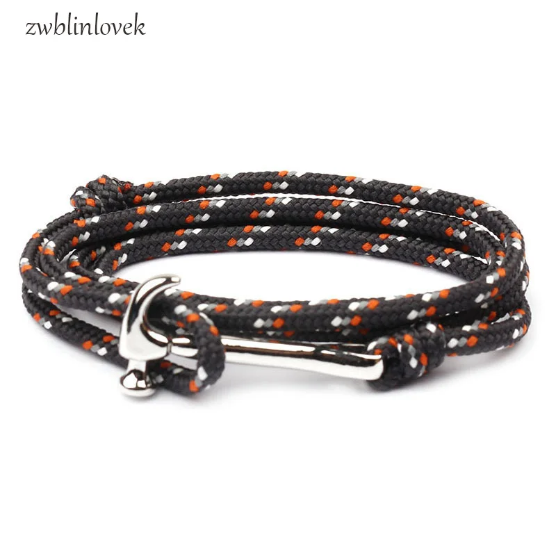 Новые модные браслеты с молотком для мужчин Очаровательная веревка выживания