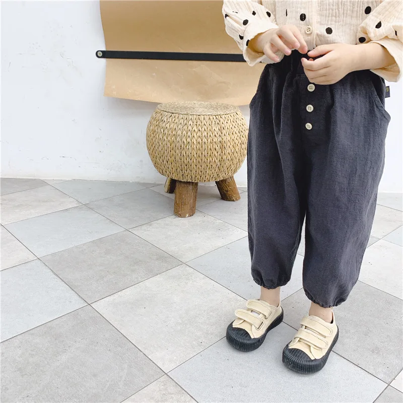 

Повседневные штаны для маленьких девочек, Новинка Весна 2020, повседневные свободные брюки для мальчиков и девочек, детские брюки, модные одн...