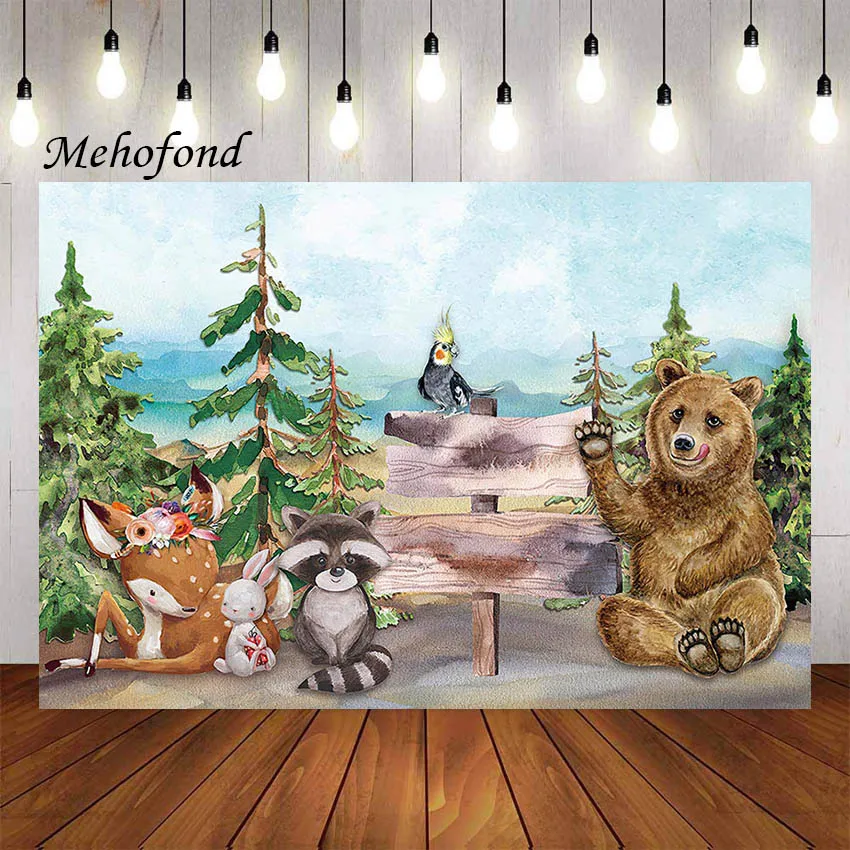 

Фотофон Mehofond Зимний Лес Животные Детский день рождения детвечерние Вечеринка фотостудия реквизит