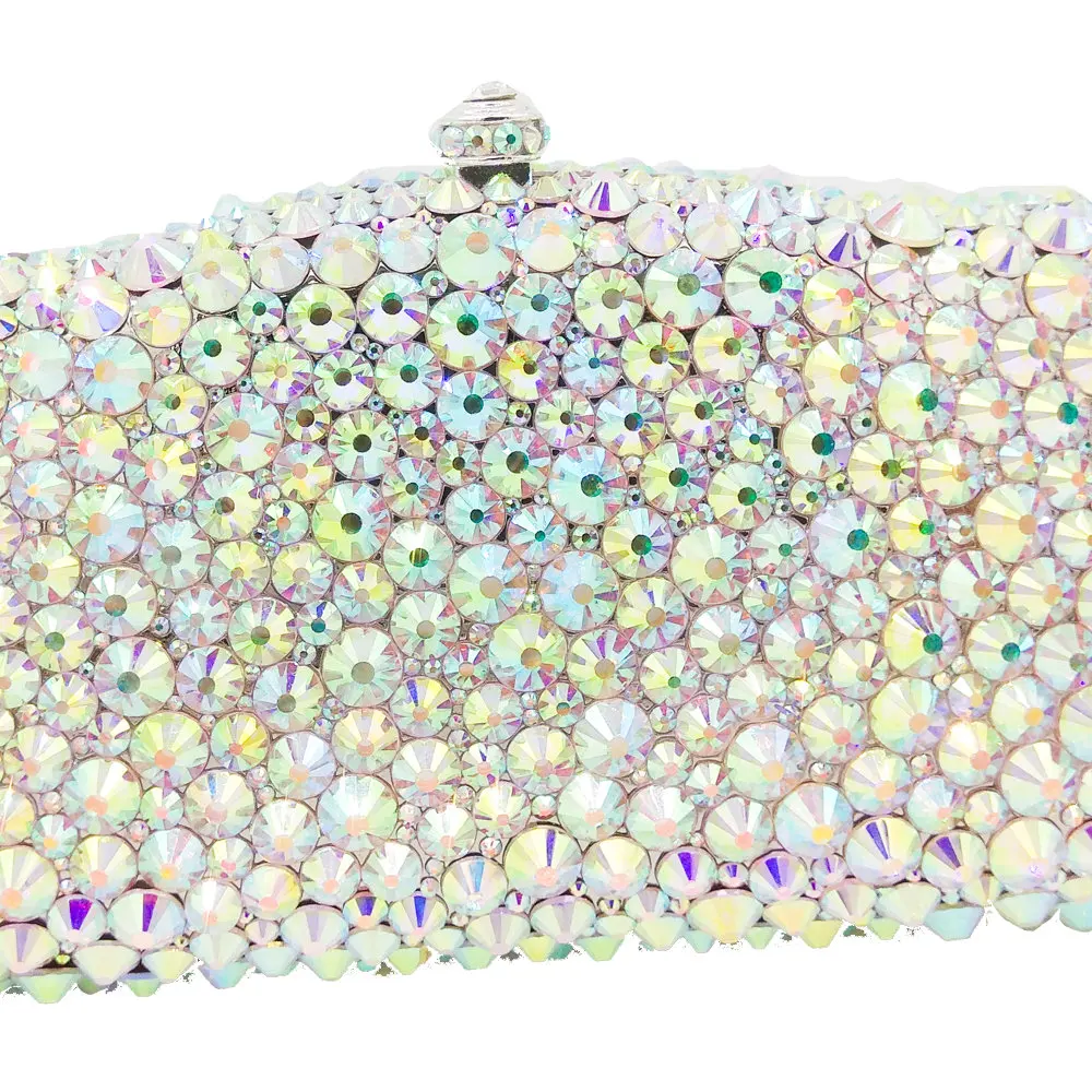 Boutique De FGG серебряные женские вечерние кошельки с кристаллами AB сумочка для