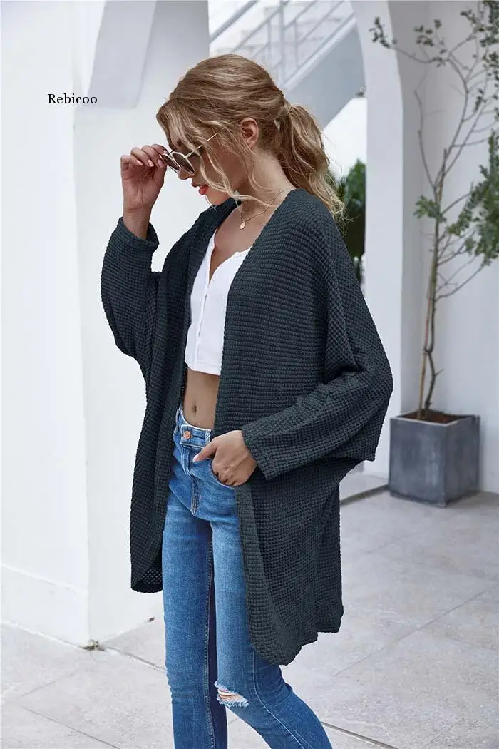 

Autumn Thin Knitted Cardigan Sweater Women Casual Long Sleeve Solid Color Coat Loose Tops Female Oversized Vintage Sweater