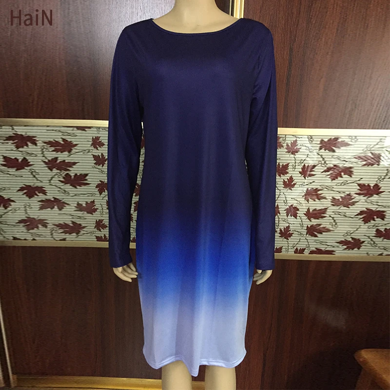

2020 New Fashion Womens Winter Long Tunic Gradient Dress Lady Long Sleeve Ladies Stretch Bodycon Plain Office Elegant Dresses