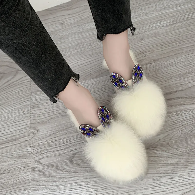 Женские туфли на плоской подошве демисезонные дизайнерские шлепанцы с ушками из