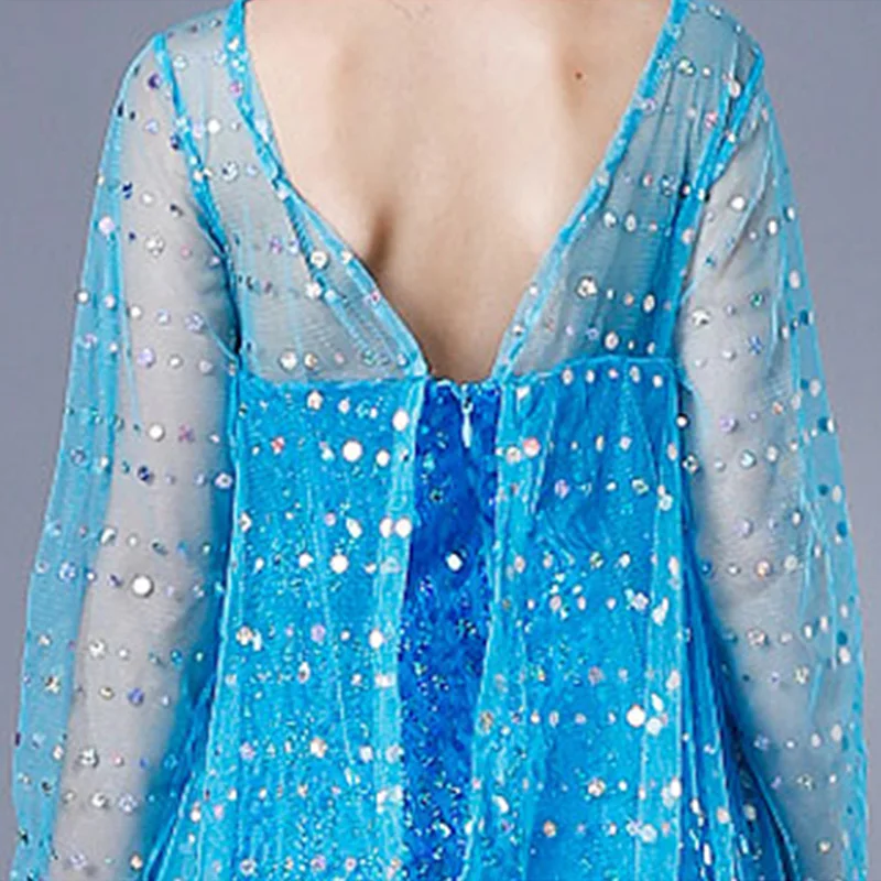 

Blue Glittering Elsa Dress for Girls Halloween Princess Costume Children Pageant Birthday Party Gown Kids Christmas Long Dresses