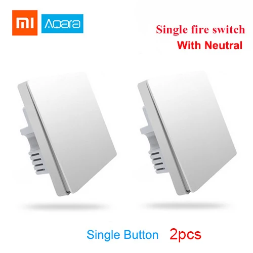 2X With Neutral 1Key Xiao mi настенный выключатель Aqara ZigBee умный светильник Настенные переключатели без нейтральной пожарной проволоки светильник с дистанционным управлением беспроводной ключ реле mi Home - Цвет: 2X With Neutral 1Key