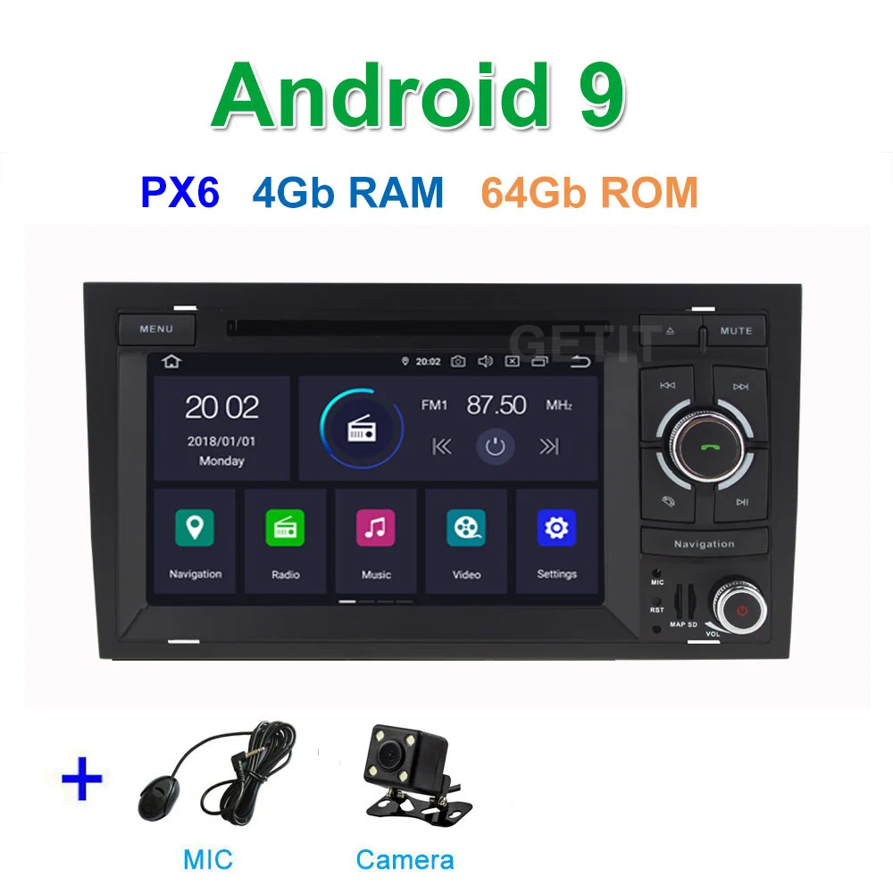 PX6 4G CAMERA DSP 64G PX6 Android 9 автомобильный DVD плеер стерео радио gps навигации для Audi A4 B6 B7 S4 B7 B6 RS4 B7 SEAT EXEO - Цвет: PX6 4G CAMERA