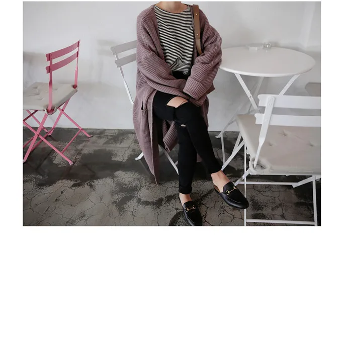 Yocalor Fashion Long Cardigan Women Harajuku Loose Knit Sweater Women Casual Black Oversized Jacket Coat Autumn