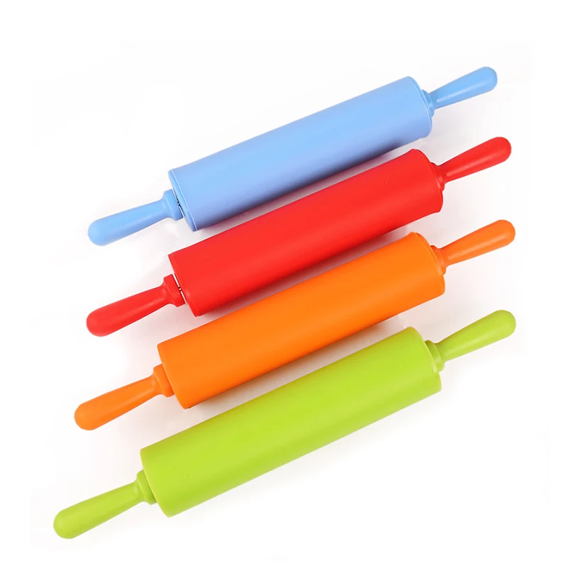 Антипригарный силиконовый ролик для раскатки теста 2 размера цветной