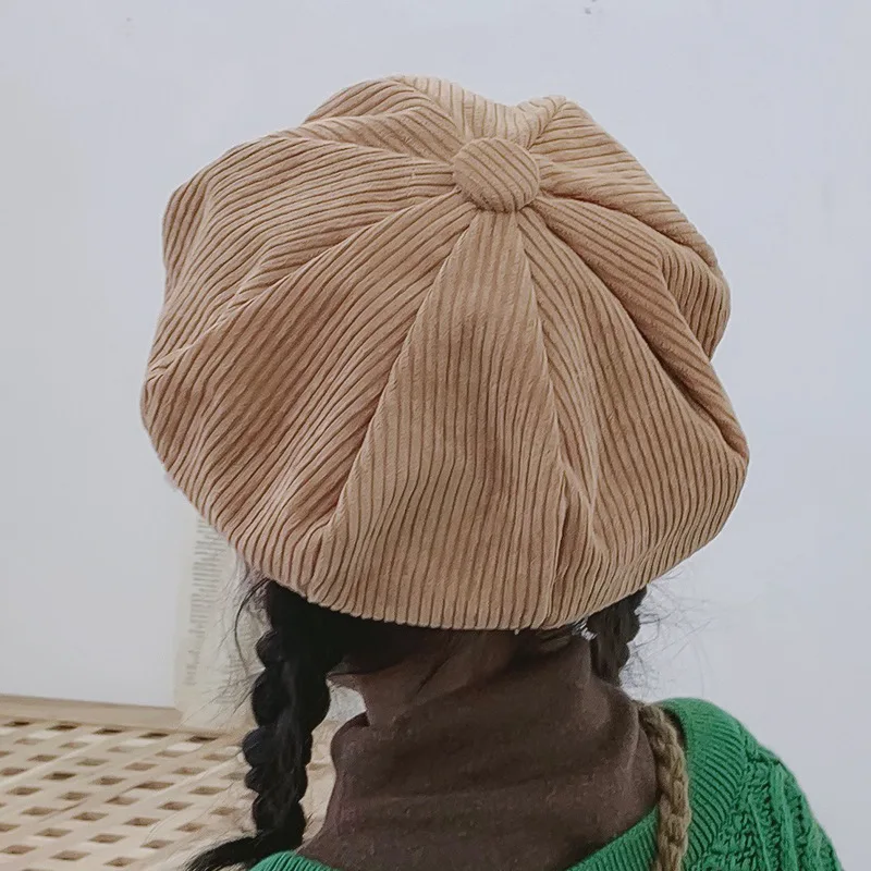 Зимние модные вельветовые Восьмиугольные шапочки для девочек коллекция 2019 года