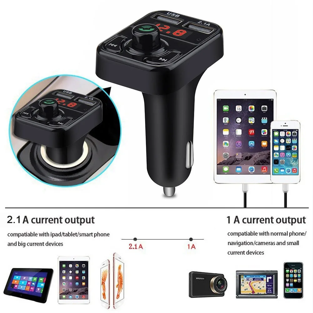 Universal Wireless Adapter Bluetooth V3.0 Car FM Transmitter A2DP DC 12-24V MP3 Player Voltage Detection Dual USB Fast Charge | Автомобили