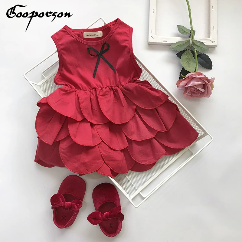 2019 New Fashion Baby Girl's Dress Princess Petal Red Color Birthday Party Clothes Sweet Clothing | Детская одежда и обувь