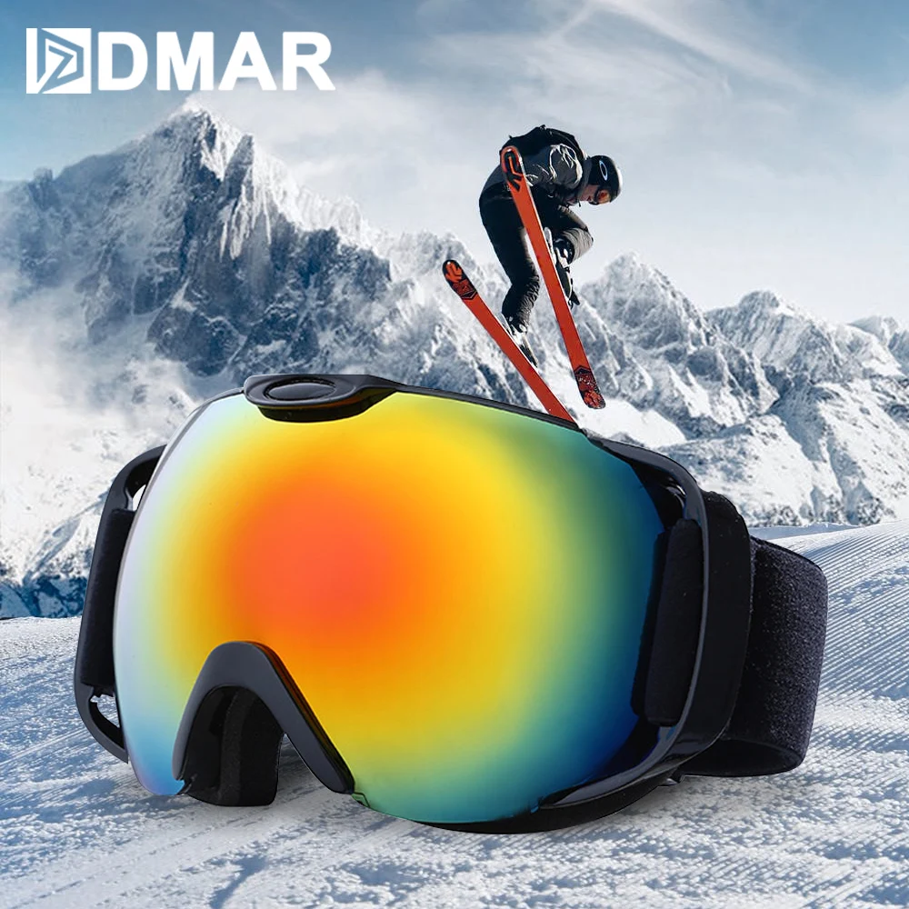 DMAR лыжные очки сферические двухслойные теплые анти-противотуманные защитные