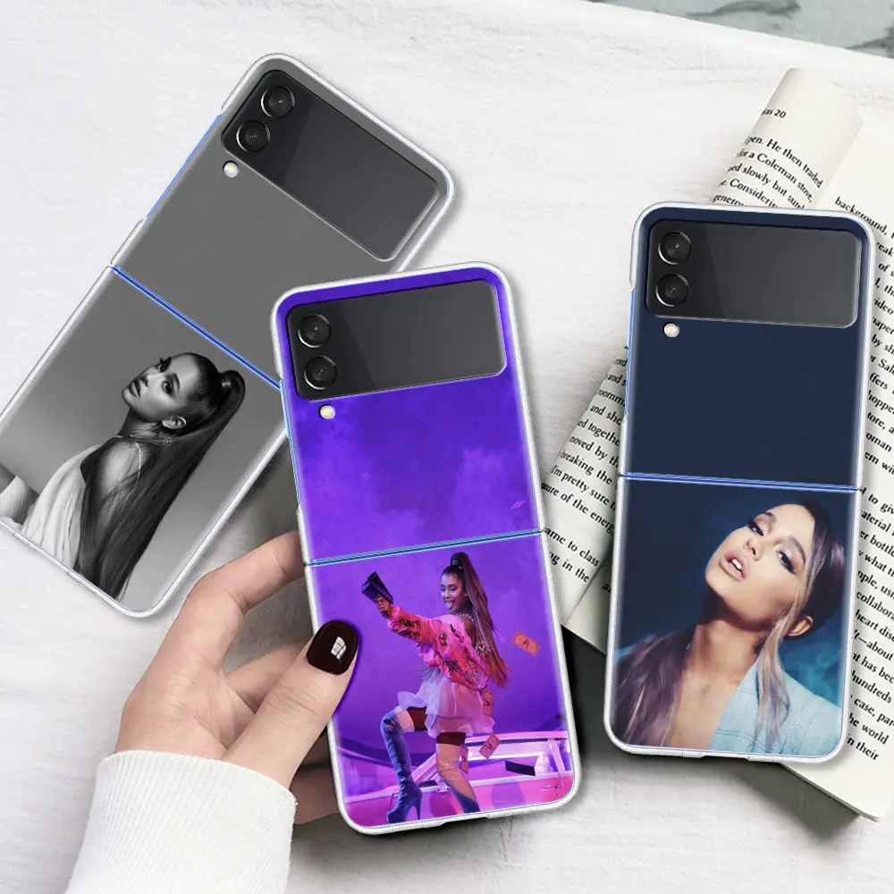 

Ariana Grande Transparent Case for Samsung Galaxy Z Flip 3 5G Cell Phone Bag ZFlip 6.7" PC Segmented Protect Cover Coque